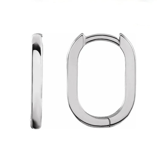 Sterling Silver Elongated Oval Hinged Hoop