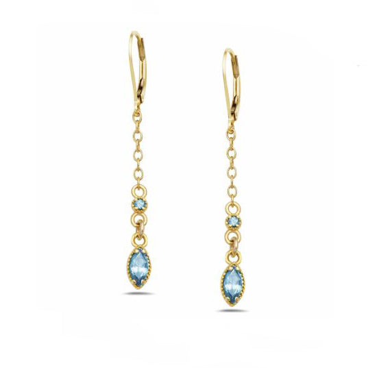 Anatoli Collection Long Aquamarine Earrings