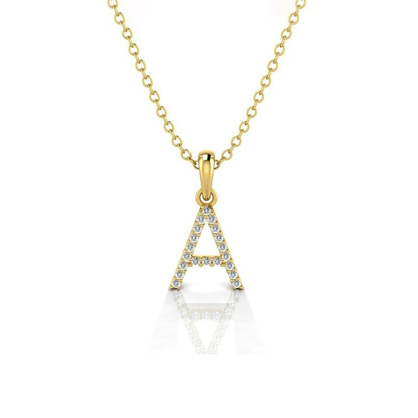 14K Yellow Gold Diamond Initial 'A' Necklace