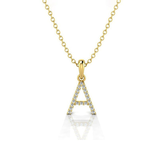 14K Yellow Gold Diamond Initial 'A' Necklace