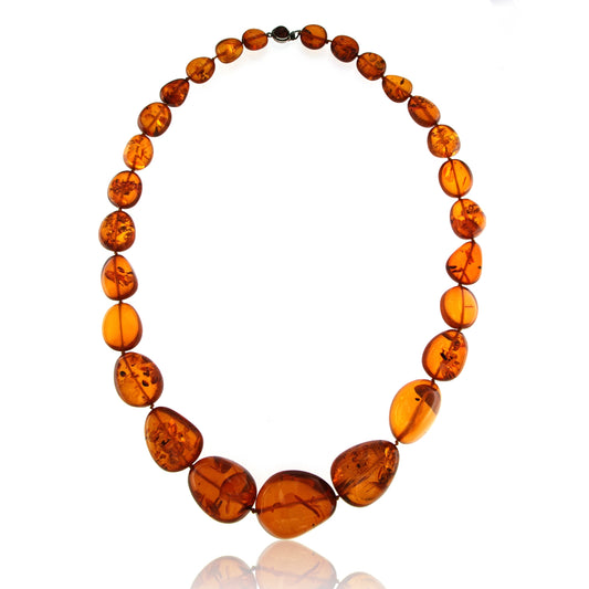 Vintage Graduated Polished Baltic Amber Necklace 29"