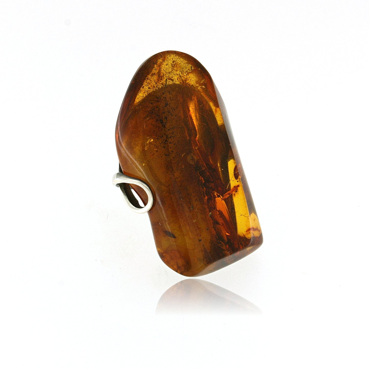 Sterling Silver Baltic Cognac Amber Statement Ring