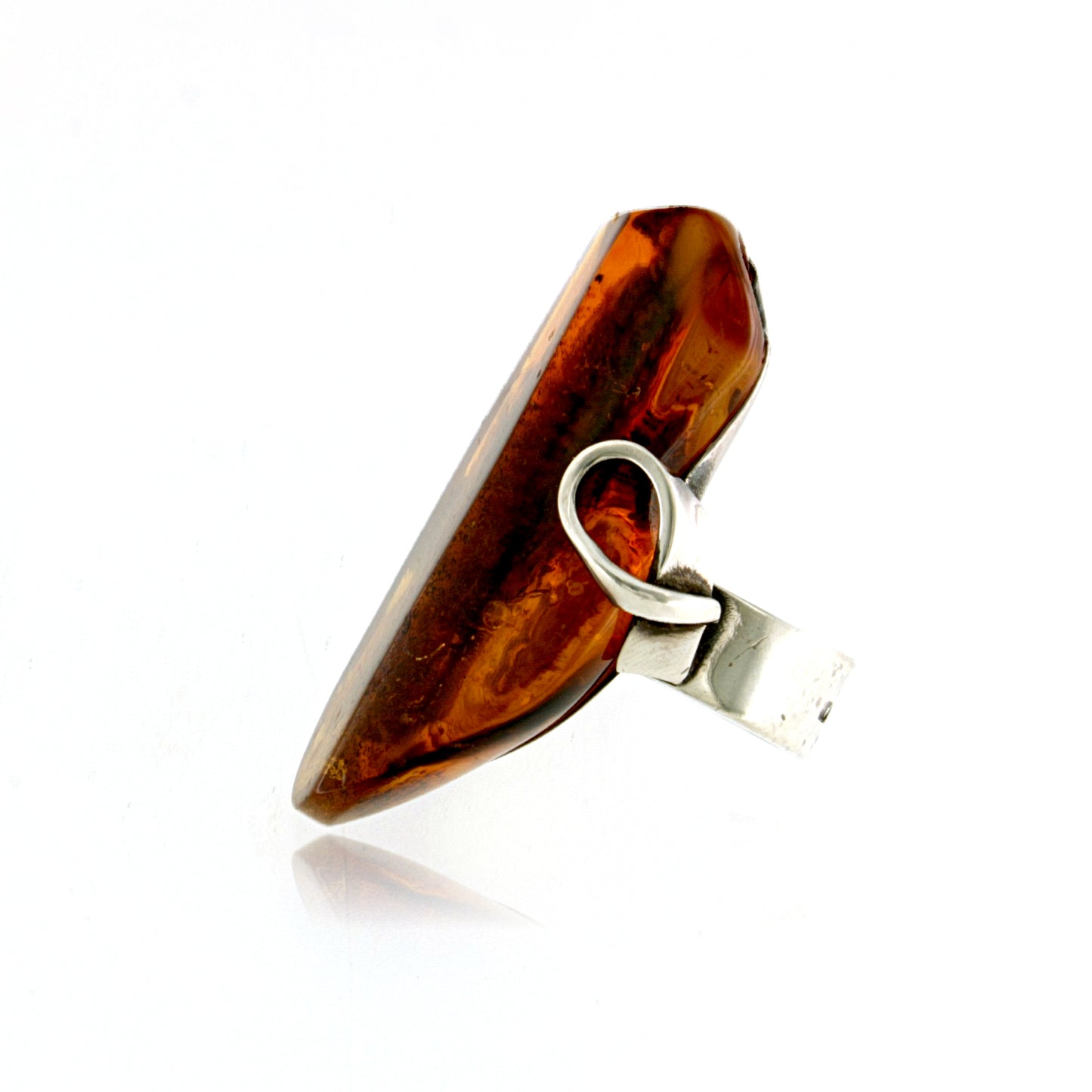 Sterling Silver Baltic Cognac Amber Statement Ring