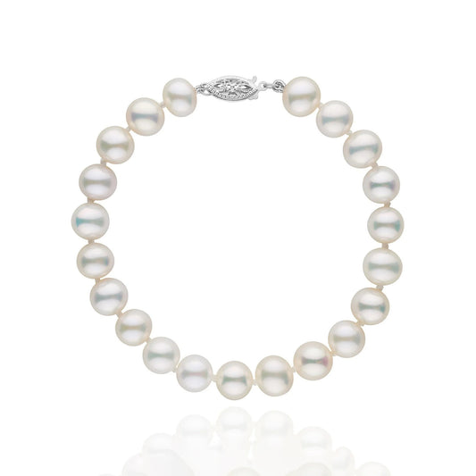 14K White Gold Akoya Pearl Bracelet