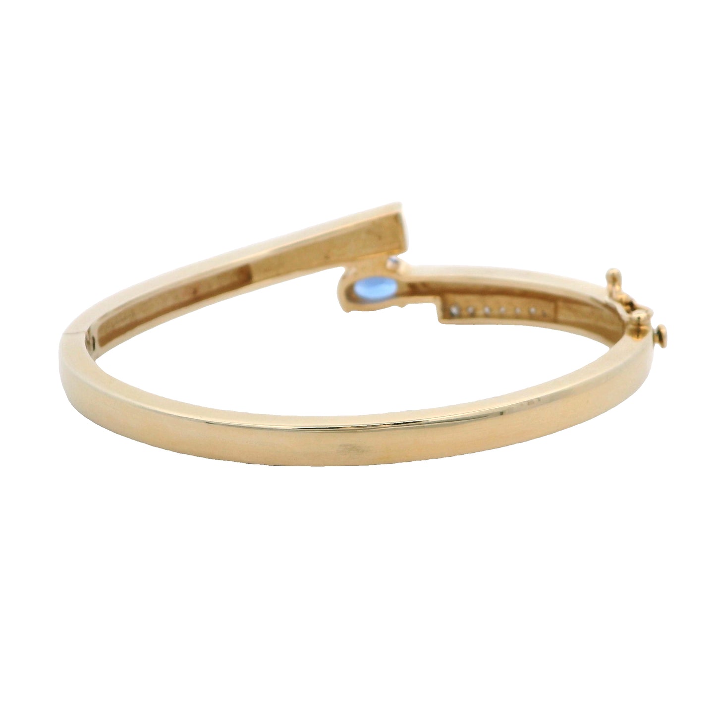 Estate Collection 14K Yellow Gold Diamond, Opal & Tanzanite Hinged Bangle