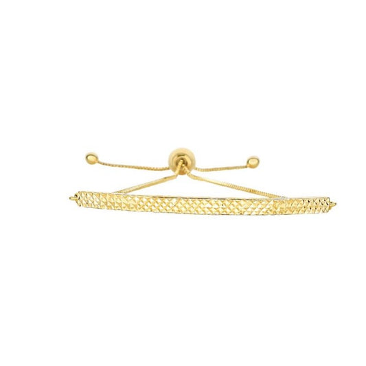 14K Diamond-Cut Bar Adjustable Bolo Bracelet