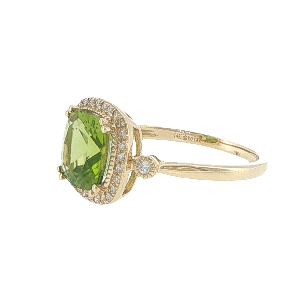 14K Yellow Gold Peridot & Diamond Ring