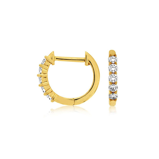 14K Yellow Gold 0.25ctw Diamond Hoop Earrings