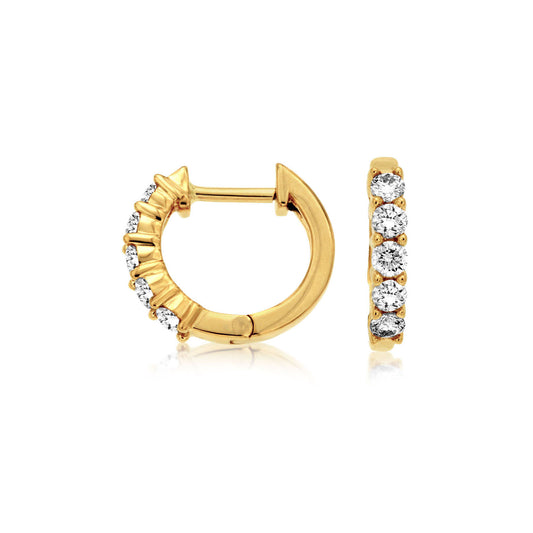 14K Yellow Gold 0.50ctw Diamond Hoop Earrings