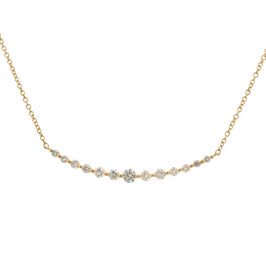 14K Yellow Gold Graduated Diamond Bar Necklace