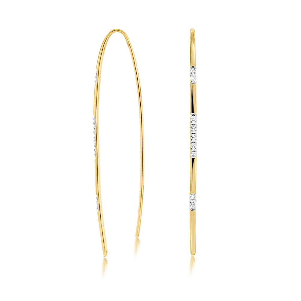 14K Yellow Gold Diamond Bar Earrings