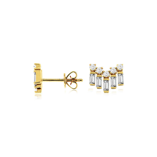 14K Yellow Gold Diamond Earrings