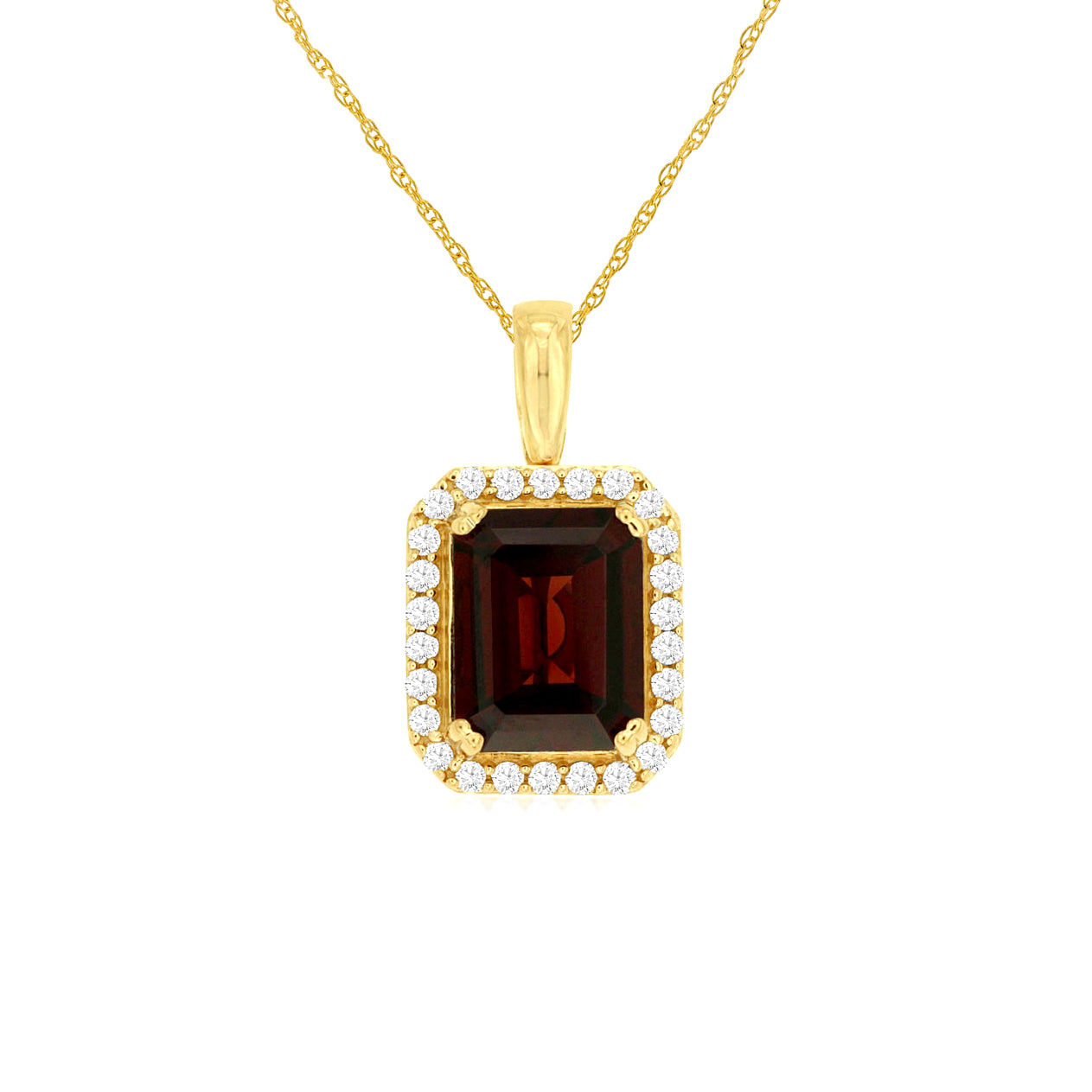 14K Yellow Gold Garnet & Diamond Pendant
