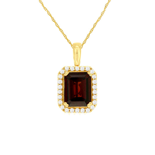 14K Yellow Gold Garnet & Diamond Pendant