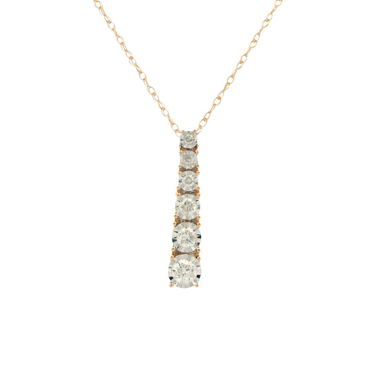 14K Yellow Gold Graduated Diamond Bar Necklace