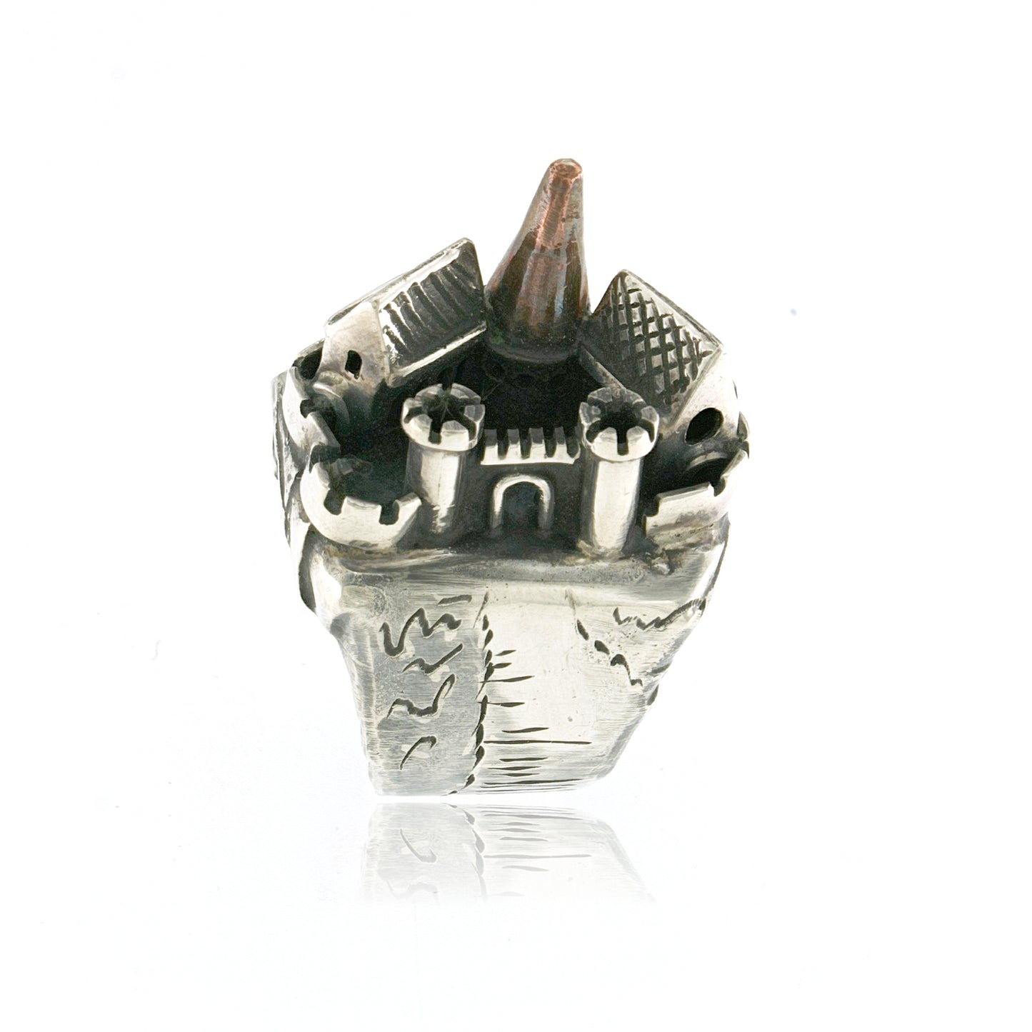 Sterling Silver Castle Village Statement Ring