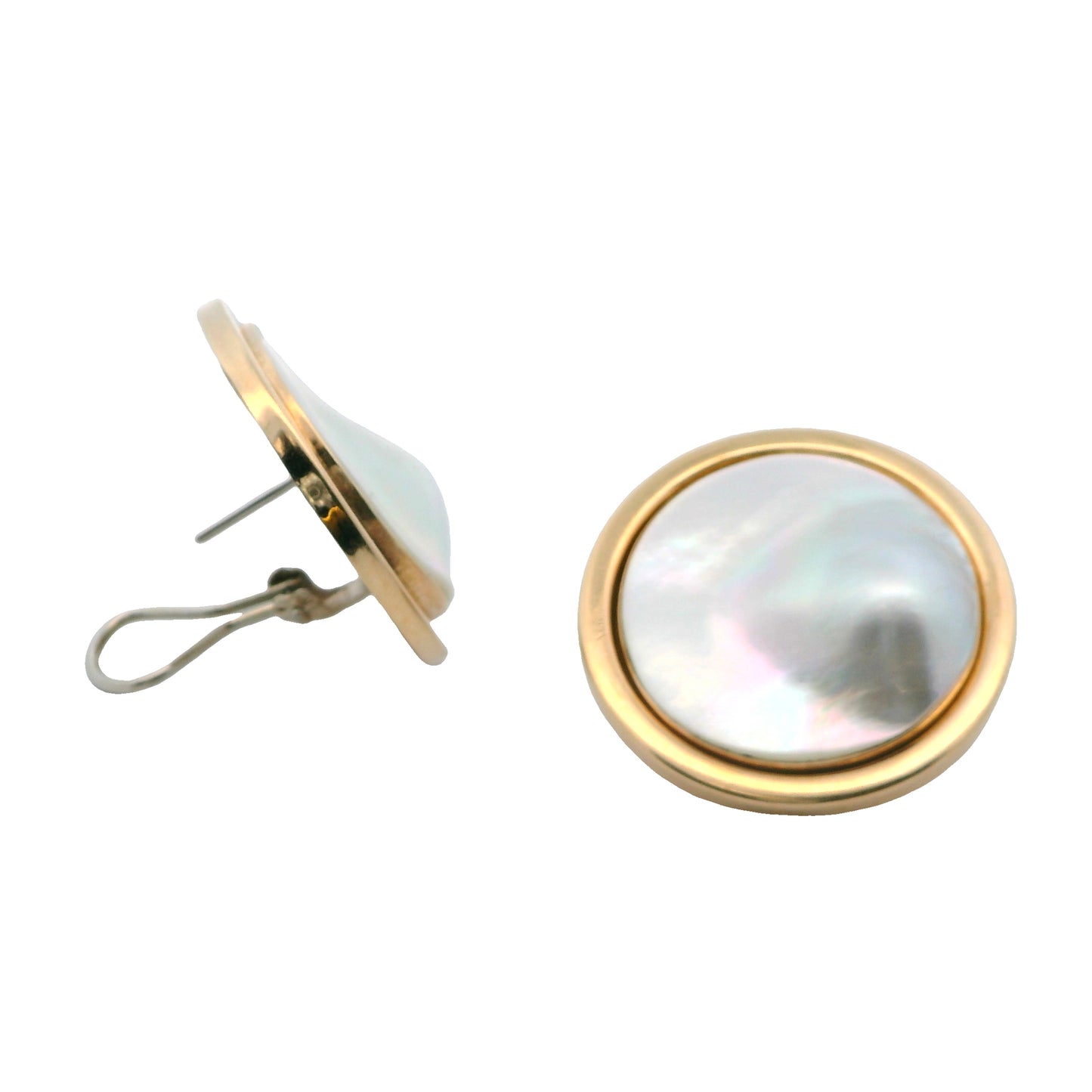 14k Yellow Gold Mabe Pearl Earrings