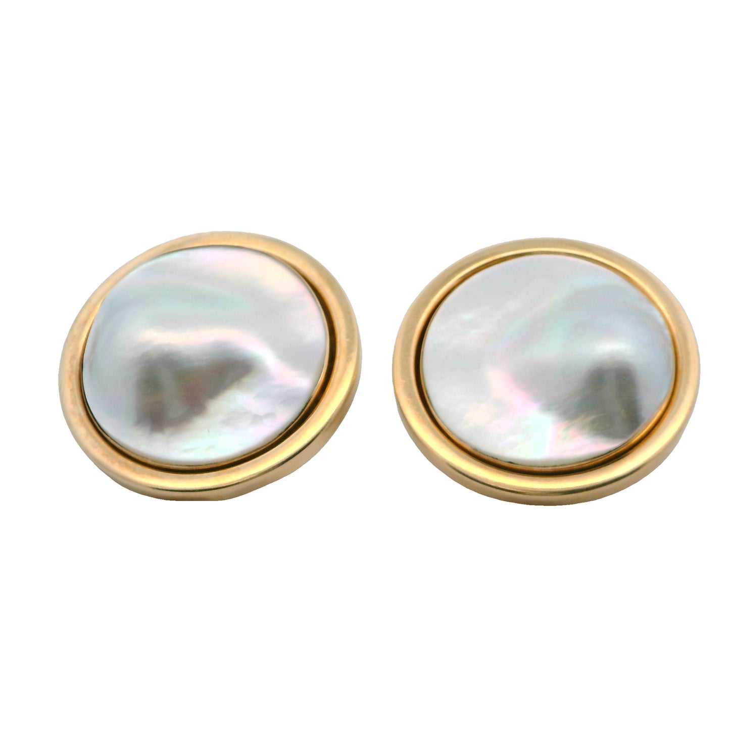 14k Yellow Gold Mabe Pearl Earrings