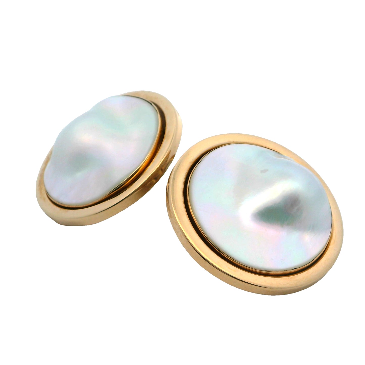 14k Yellow Gold Mabe Pearl Earrings