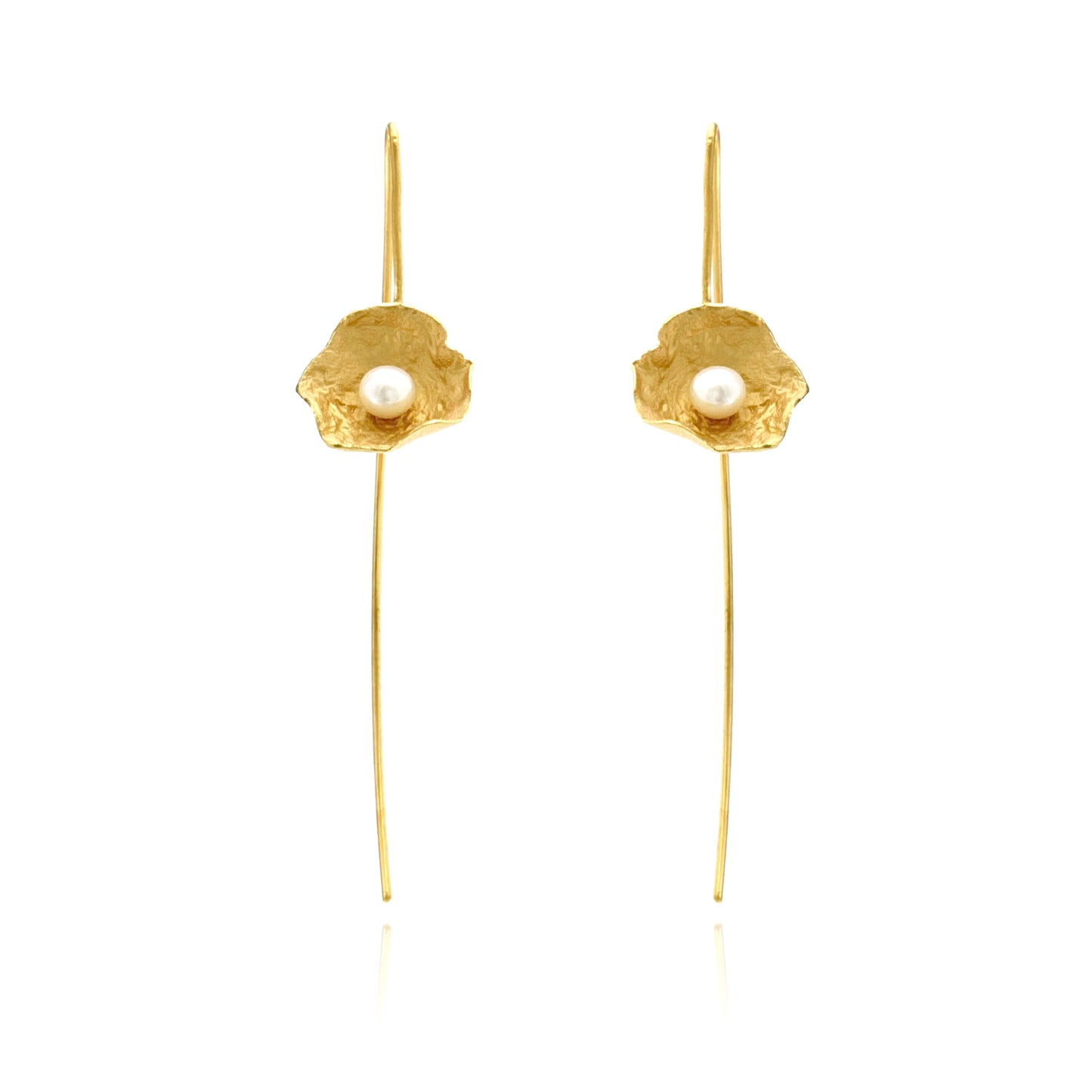 Mysterium Collection Vermeil Petal & Pearl Earrings (Med)