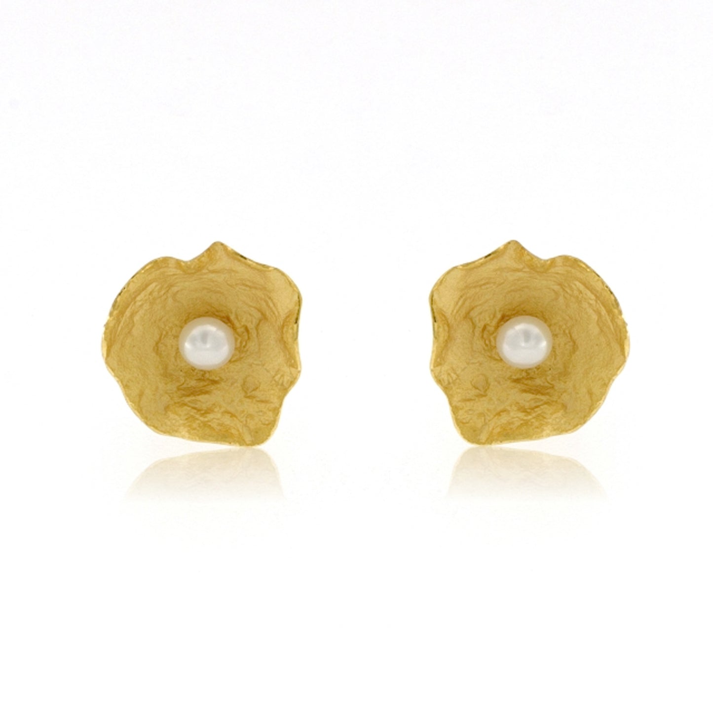 Mysterium Collection Vermeil Petal & Pearl Earrings (Med)