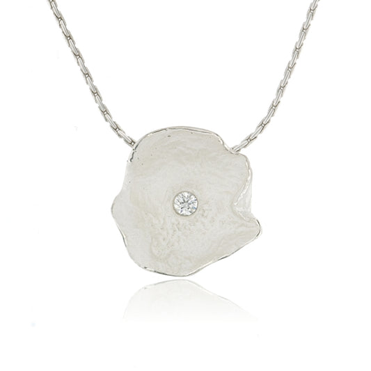 Mysterium Collection Sterling Petal & CZ Pendant (Lg)