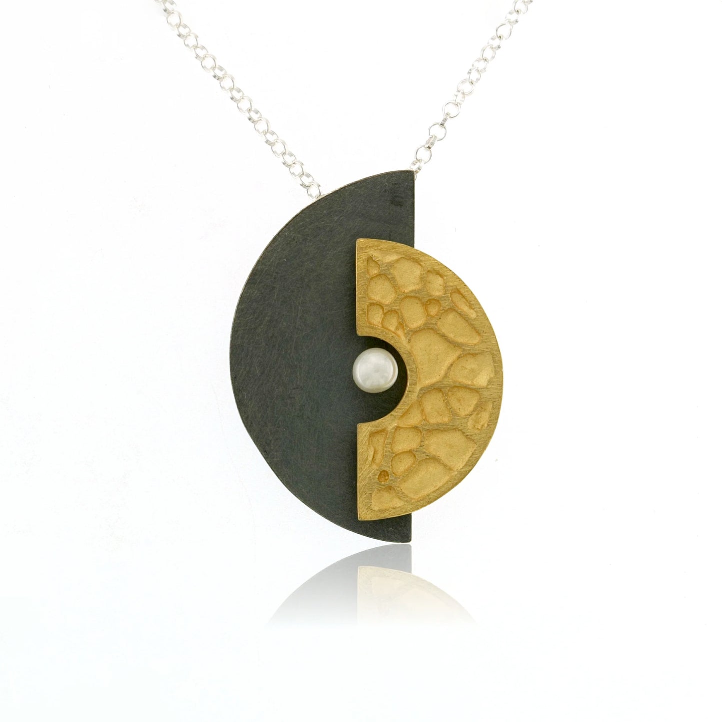 Mysterium Collection Oxidized & Gold-Plated Sterling Pearl Necklace