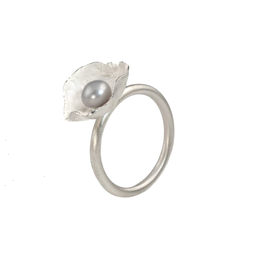 Mysterium Collection Sterling Gray Pearl Petal Ring