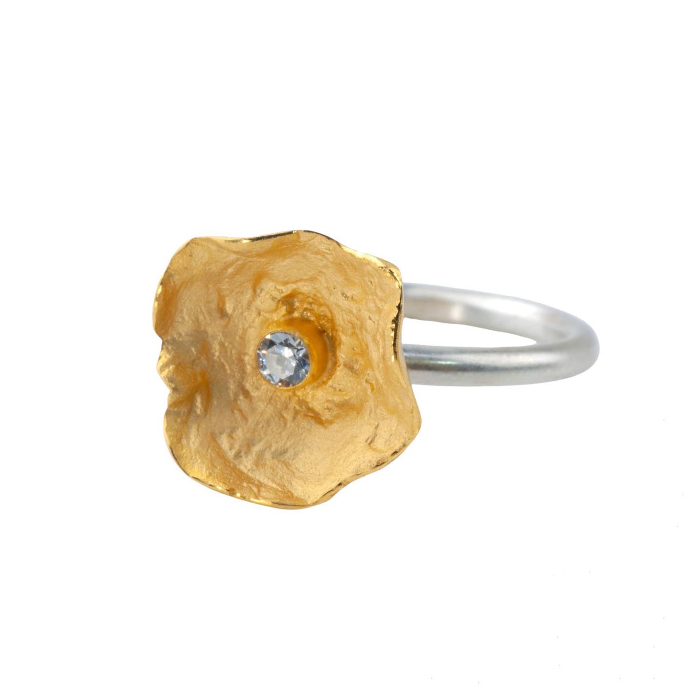 Mysterium Collection Vermeil Petal & CZ Ring (Med)