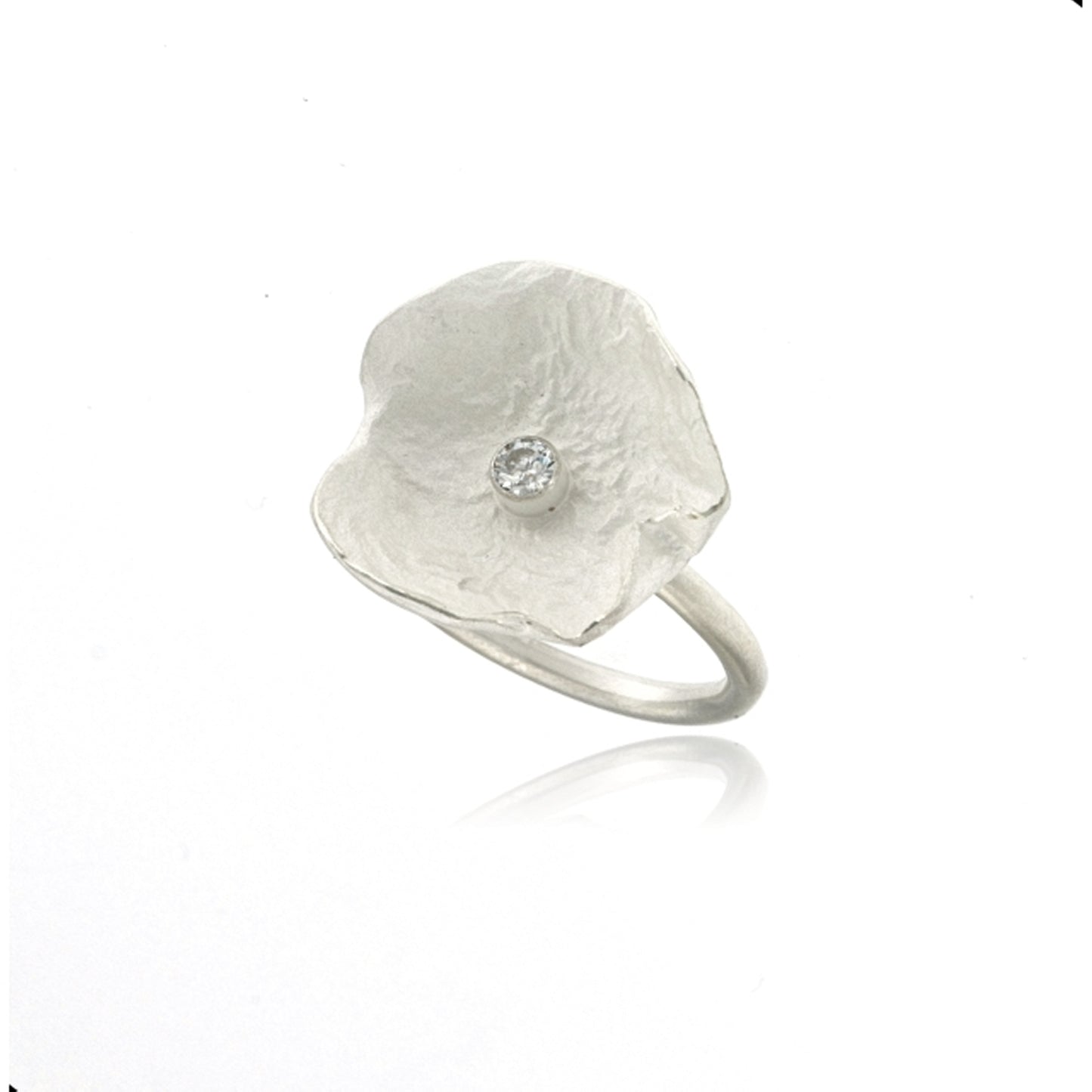 Mysterium Collection Sterling & CZ Petal Ring (Med)