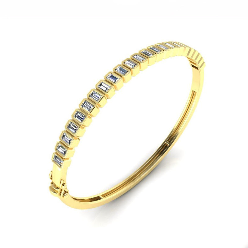 14K Yellow Gold 1.97CT Lab-Created Diamond Baguette Bangle