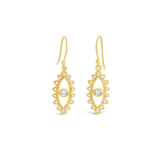 Cristy Cali Sky Blue Topaz Evil Eye Earrings
