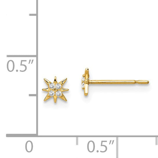 14K Petite CZ Star Earrings