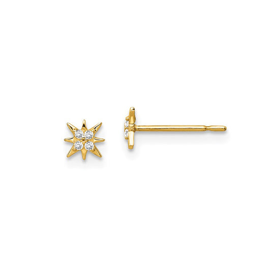 14K Petite CZ Star Earrings