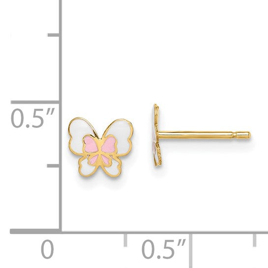 14K Petite Enameled Butterfly Earrings