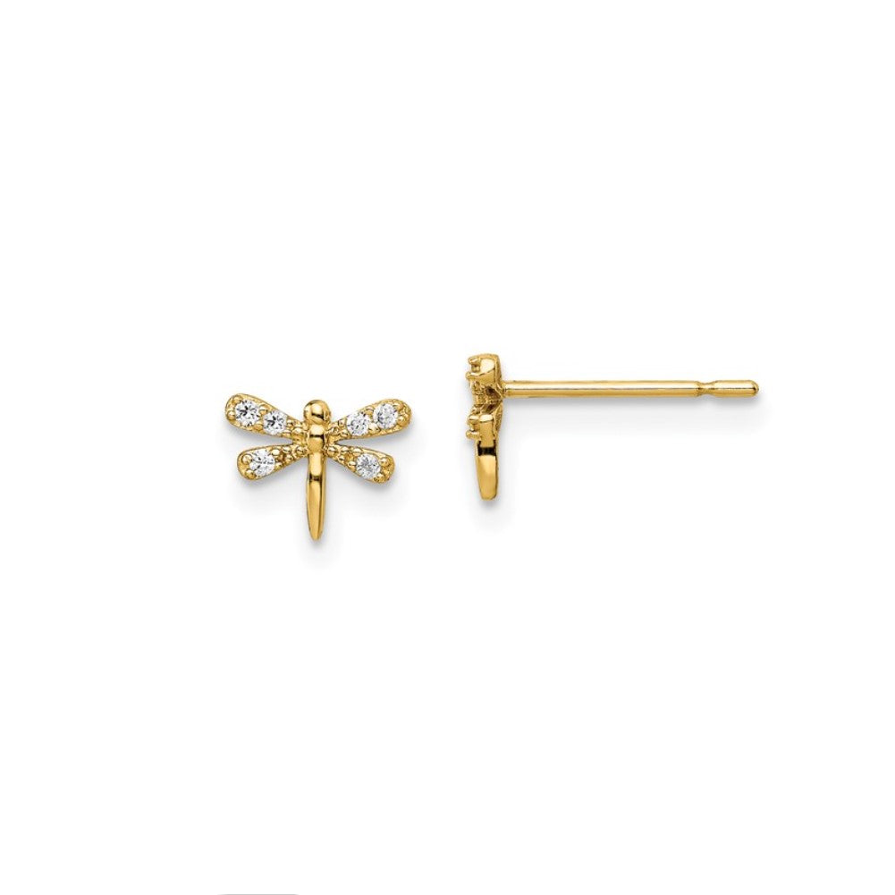 14K Petite CZ Dragonfly Earrings
