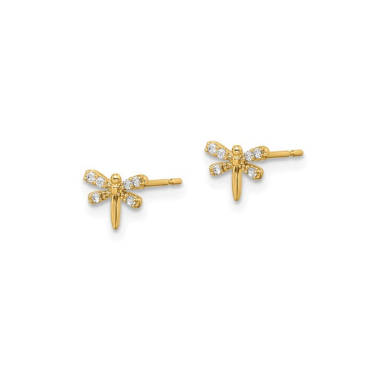 14K Petite CZ Dragonfly Earrings