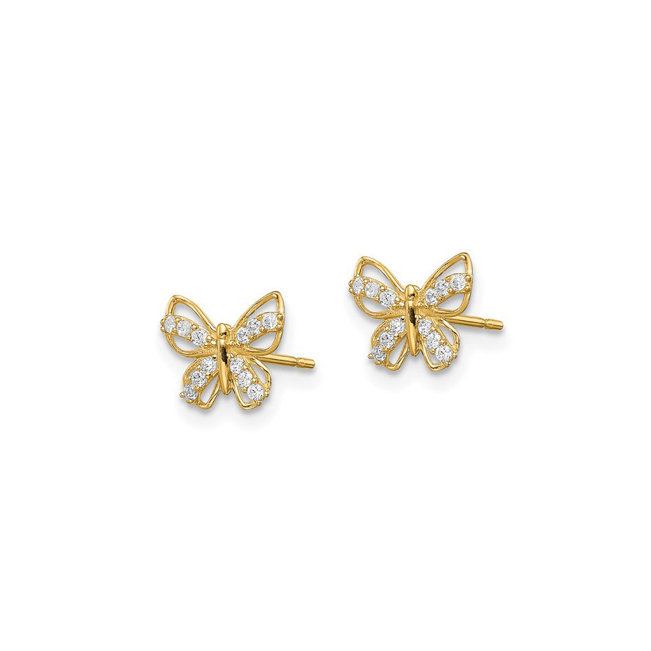 14K Petite CZ Butterfly Earrings