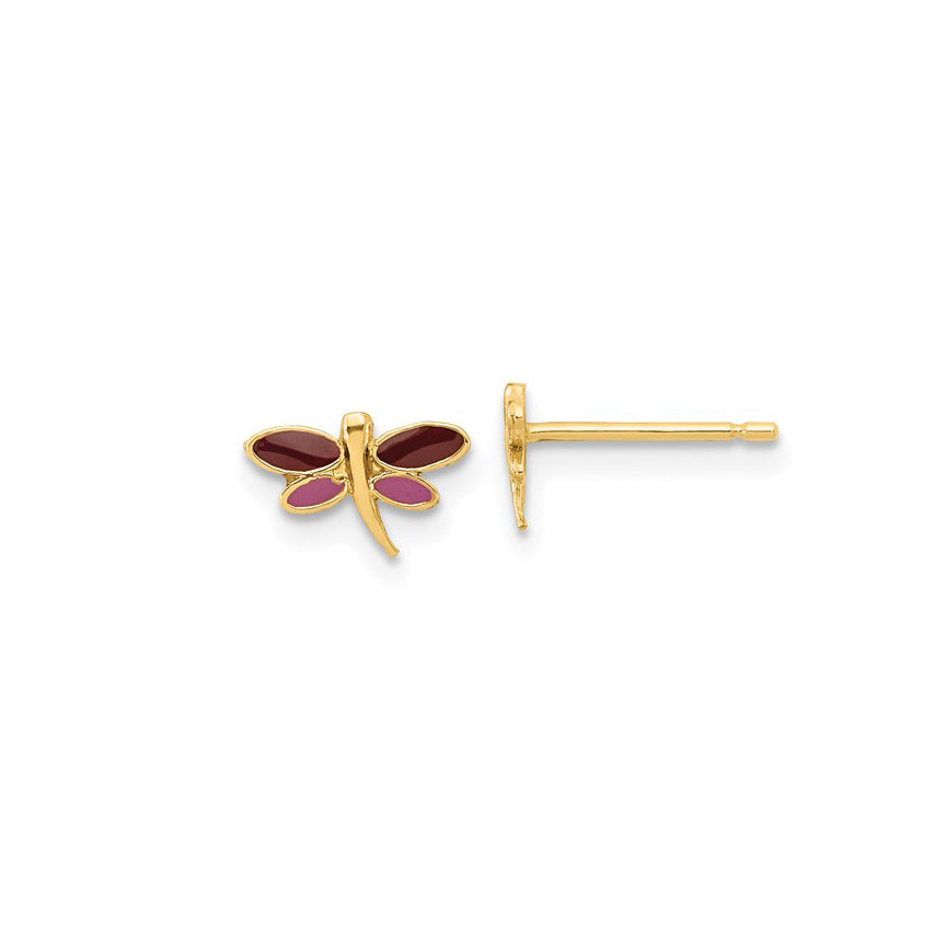 14K Petite Enameled Butterfly Earrings