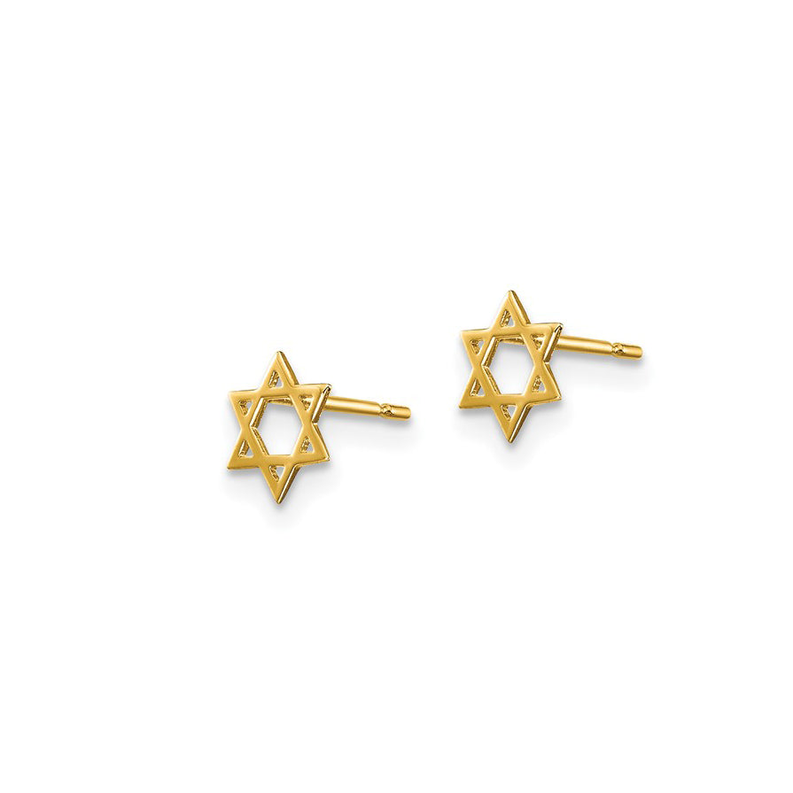 14K Yellow Gold Petite Star of David Earrings