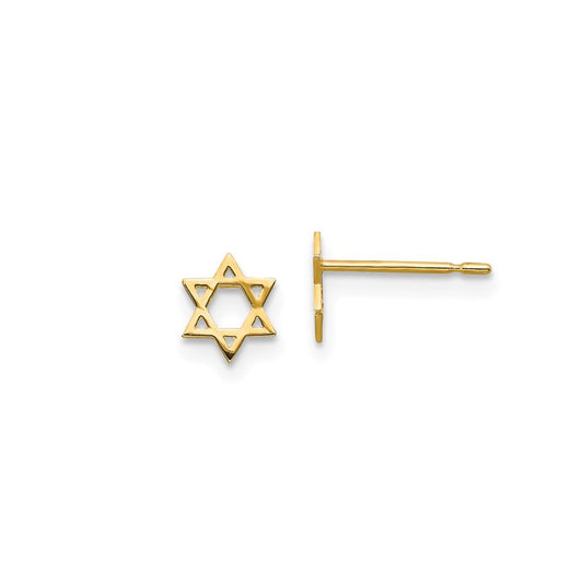 14K Yellow Gold Petite Star of David Earrings