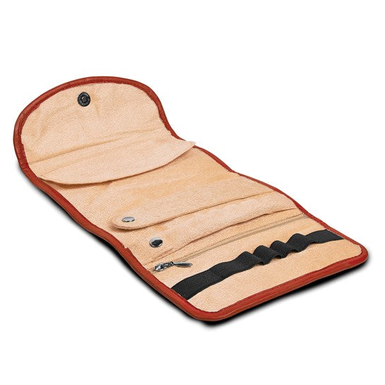 Red Leather Trifold Jewelry Clutch