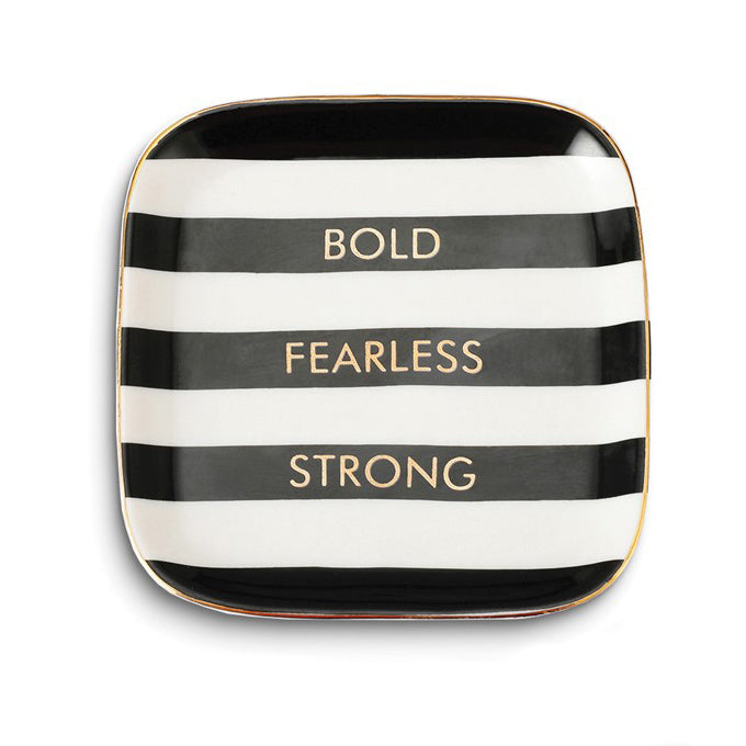 Black and White Striped Ceramic Jewelry Dish