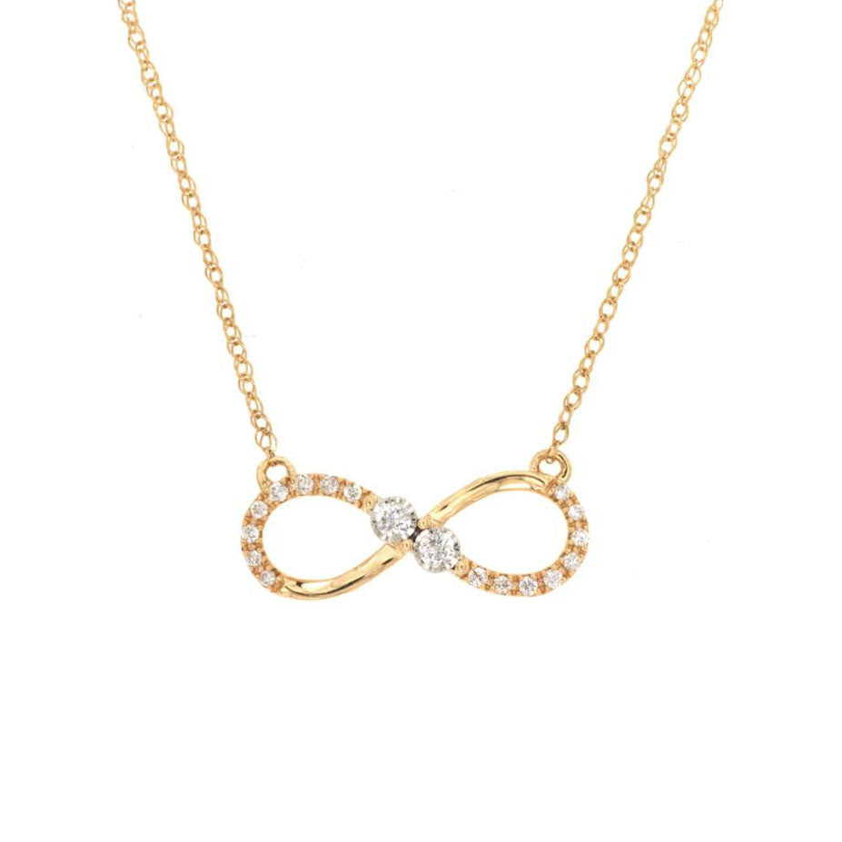 14K Yellow Gold Diamond Infinity Necklace