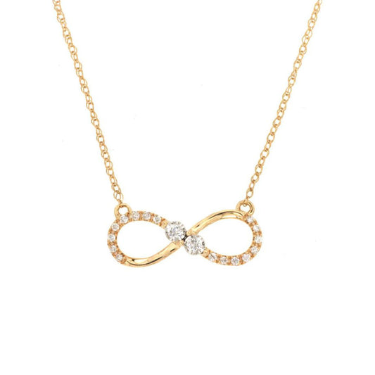 14K Yellow Gold Diamond Infinity Necklace