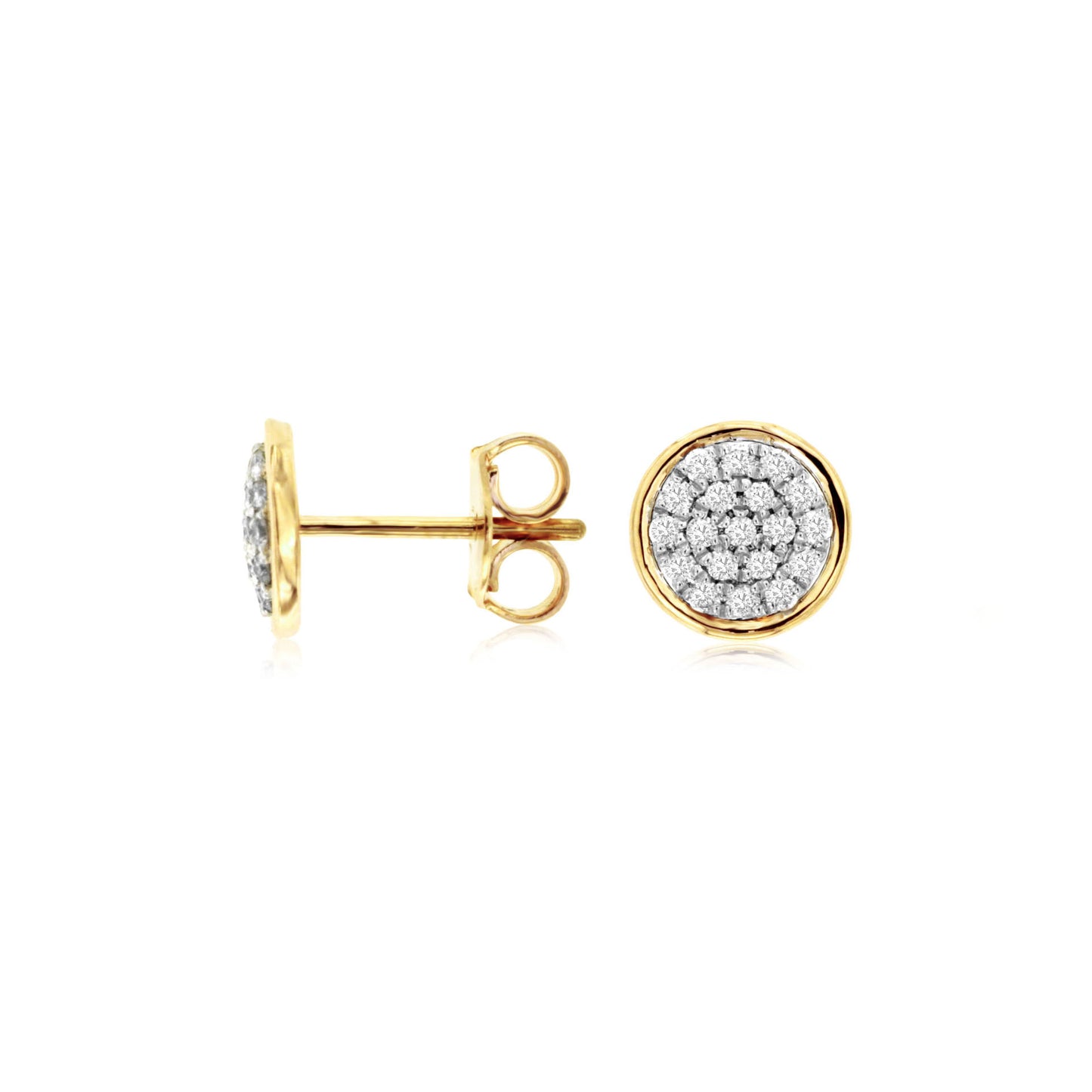 14K Yellow Gold Diamond Pave Earrings