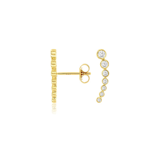 14K Yellow Gold Graduated Bezel-set Diamond Earrings