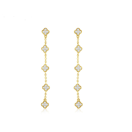 14K Yellow Gold 0.50ctw Diamond Dangle Earrings