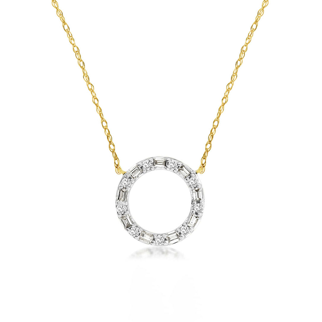 14K Yellow Gold Diamond Circle Pendant