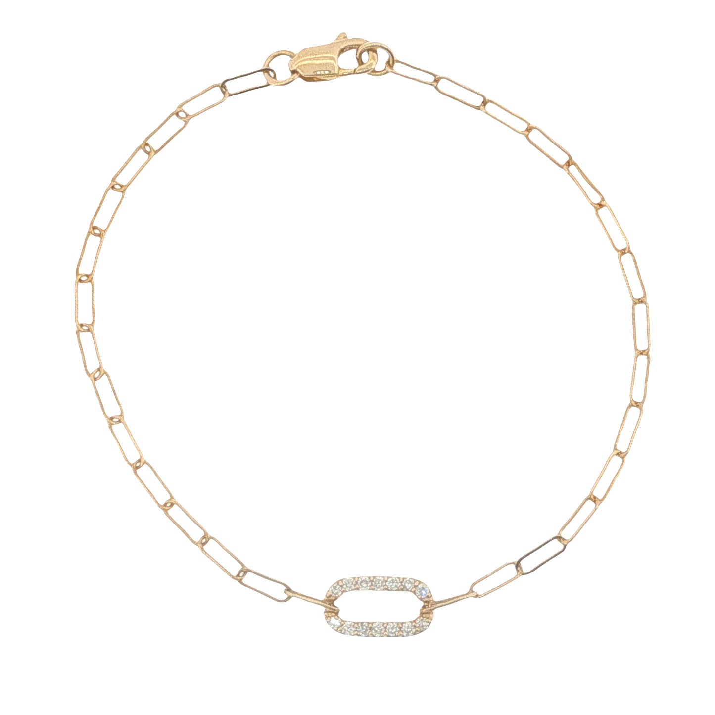 14K Gold Diamond Paperclip Bracelet